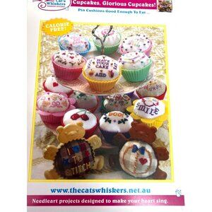 Cross Stitch Pattern Booklet For Cupcake & Bear Pin Cushions By The Cats Whisker
